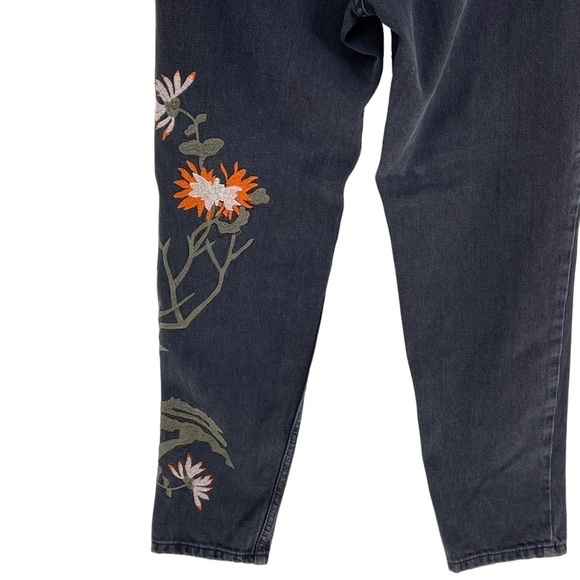 Topshop Moto Mom Tiger Embroidered Black Jeans - Sz 26 - Picture 7 of 13
